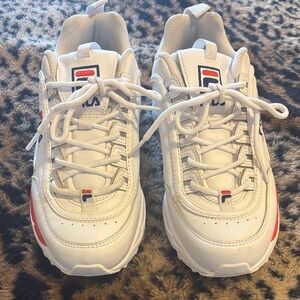Fila White Sneakers with Red Details
